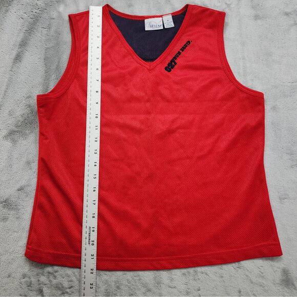 Vintage 90s Bum Equipment Top Womens M Red Blue Sleeveless V-Neck Tank Mesh - Picture 8 of 9